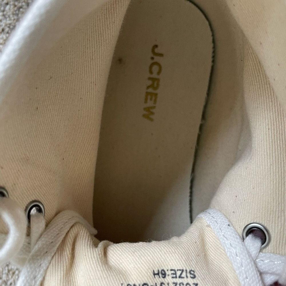 J.Crew -‎ Classic High-Top Sneakers Upper Cloth & Rubber Sole - Cream - Size 6.5 - Picture 10 of 11